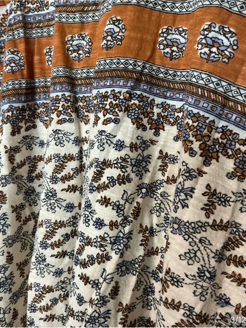 Free People Paisley Mixed-Print Low Back Relaxed Fit Top Blouse - Picture 2 of 4